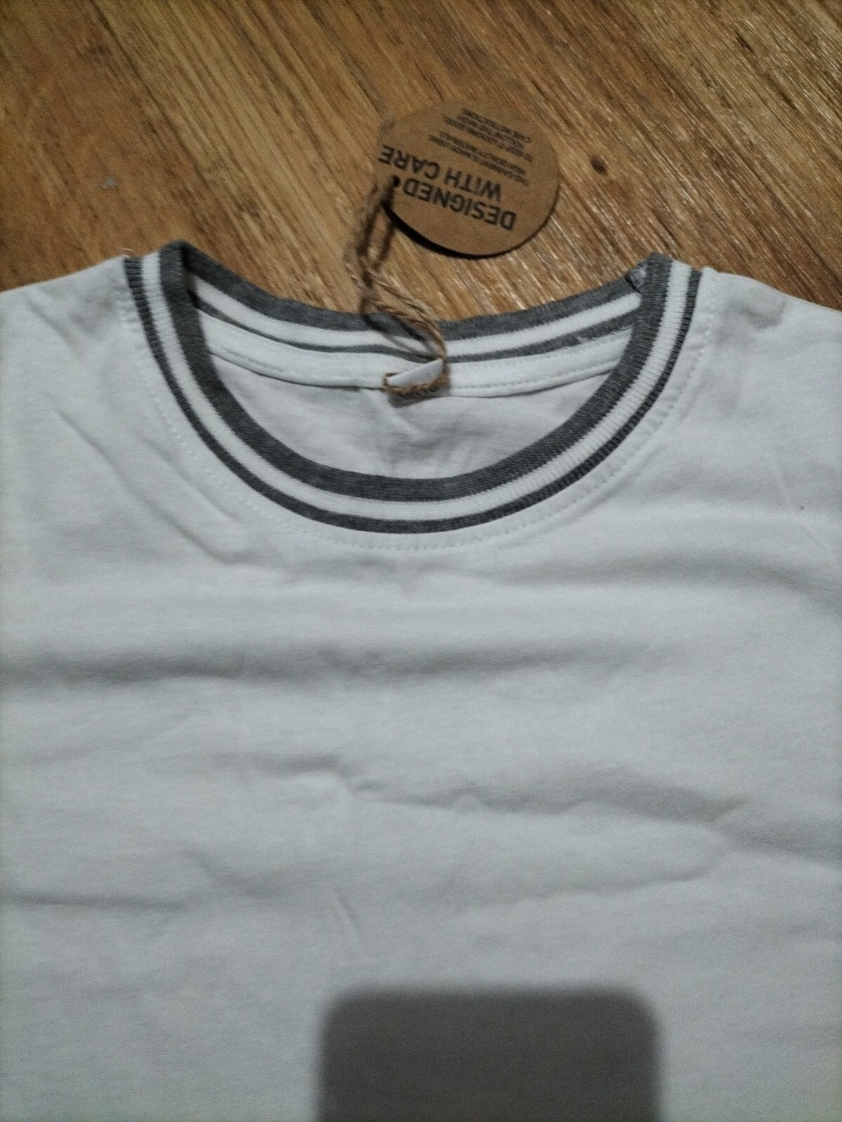 Boys Mantis Kids Age 10-12 Years White And Grey Rim T-shirt