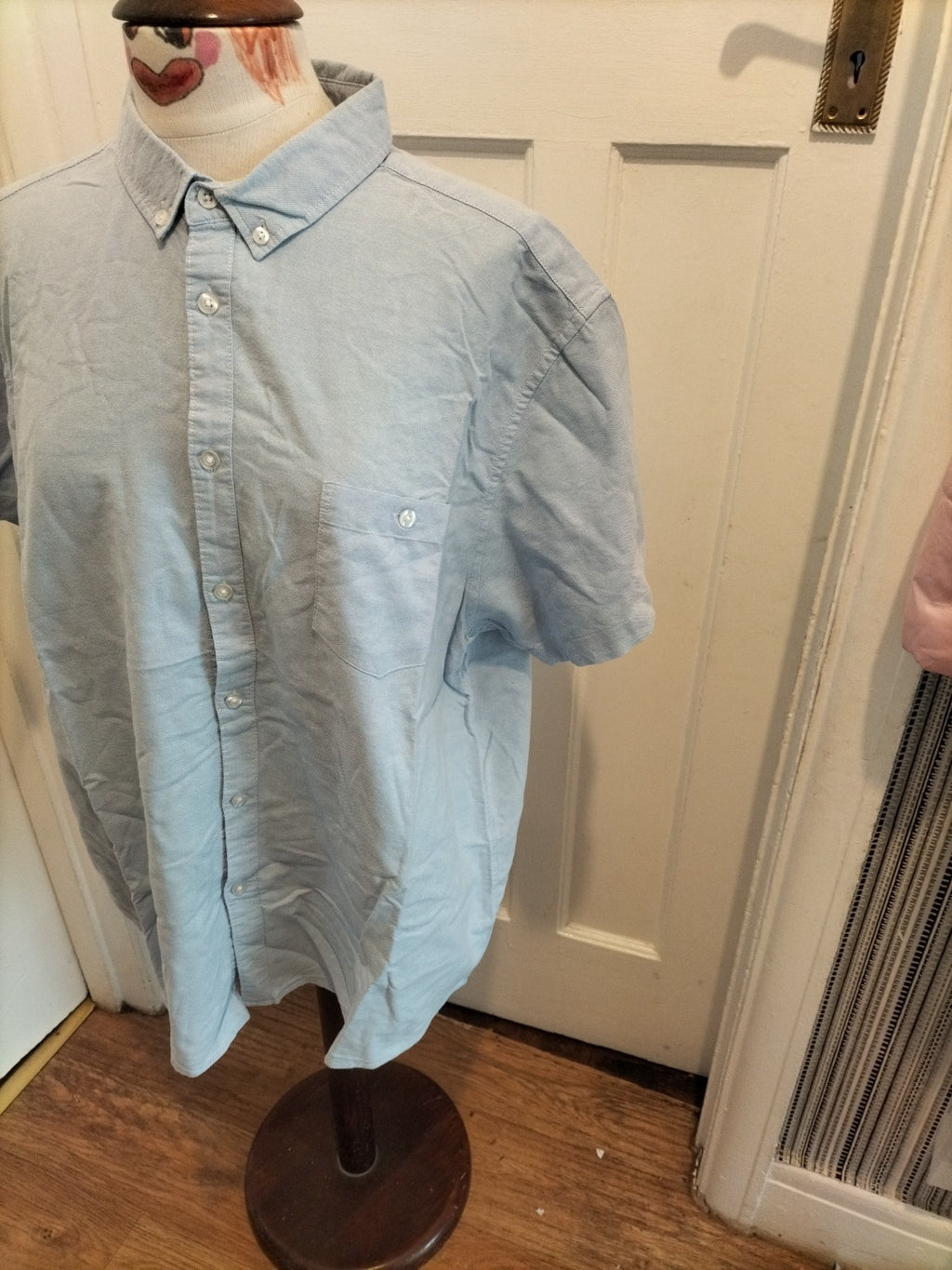Mens Primark Size 2XL Pale Blue Short Sleeved Shirt