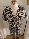 Ladies Marks And Spencer Size 10 Black Detailed Short Sleeved Blouse/Shirt