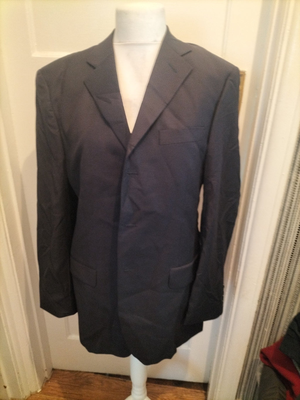 Mens Marks And Spencer Italian Size 40L Navy Stripe Suit Jacket