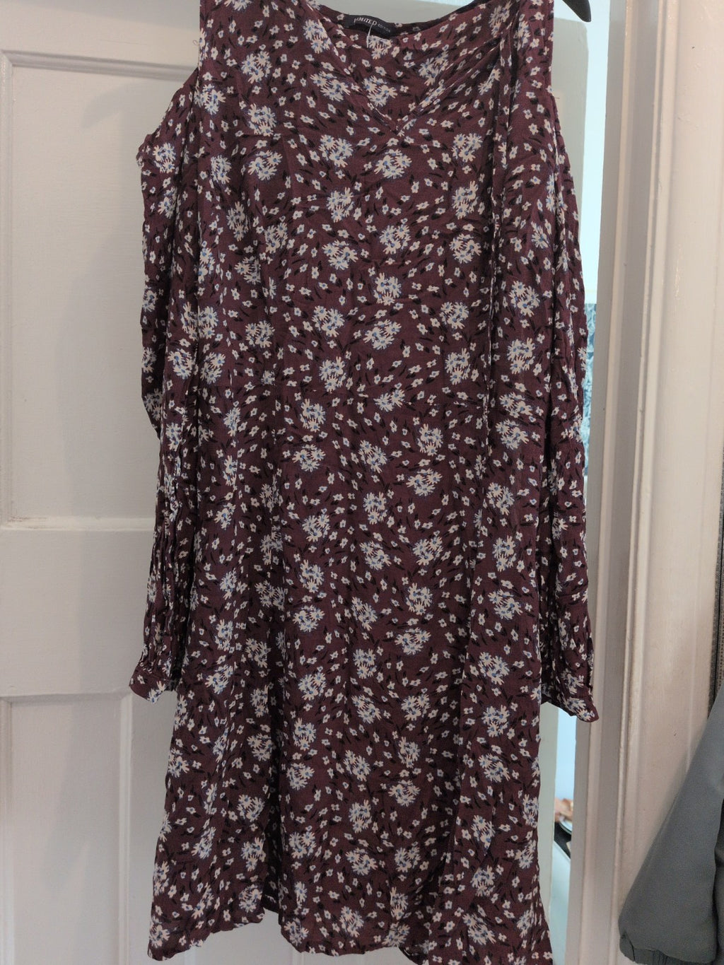 Limited Collection 10 Burgundy Floral Long Sleeve Flare Dress