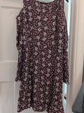 Limited Collection 10 Burgundy Floral Long Sleeve Flare Dress