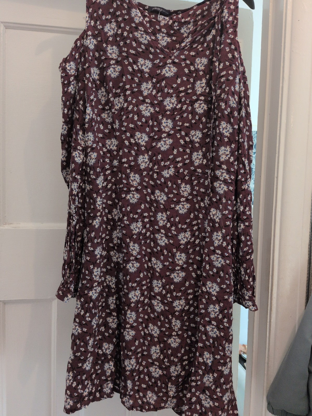 Limited Collection 10 Burgundy Floral Long Sleeve Flare Dress