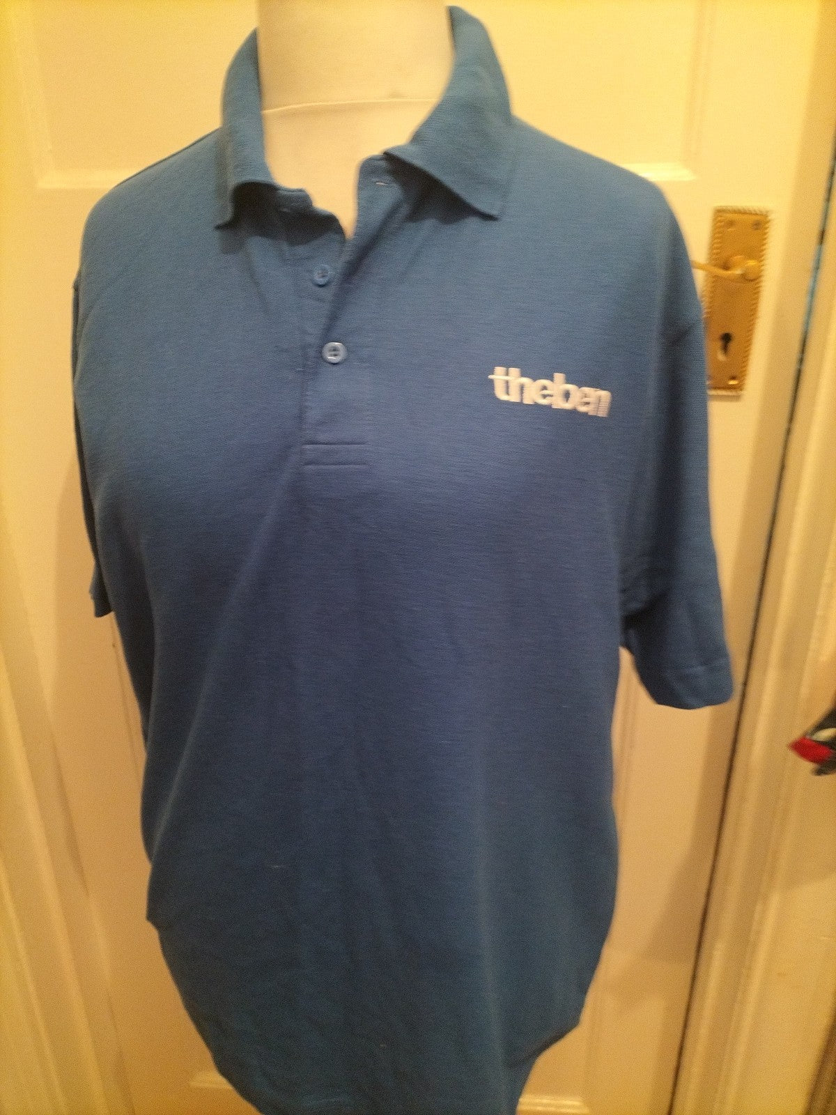 Mens Uneek Size Large Royal Blue Short Sleeved Print Polo