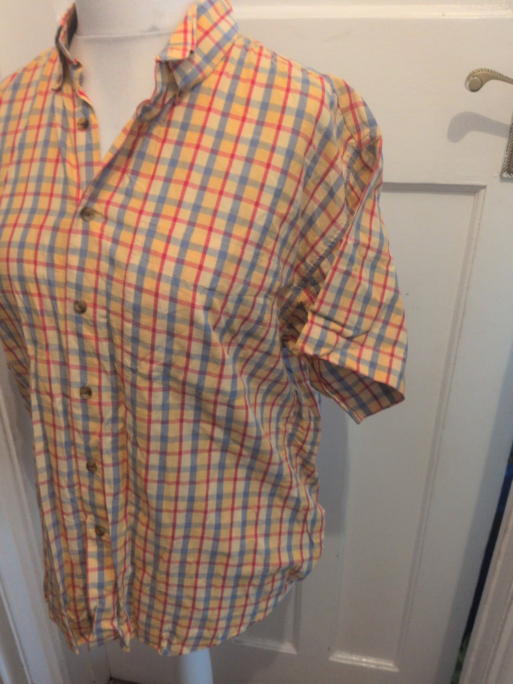 Tom Sayers Medium Mustard Check Short Sleeve Shirt