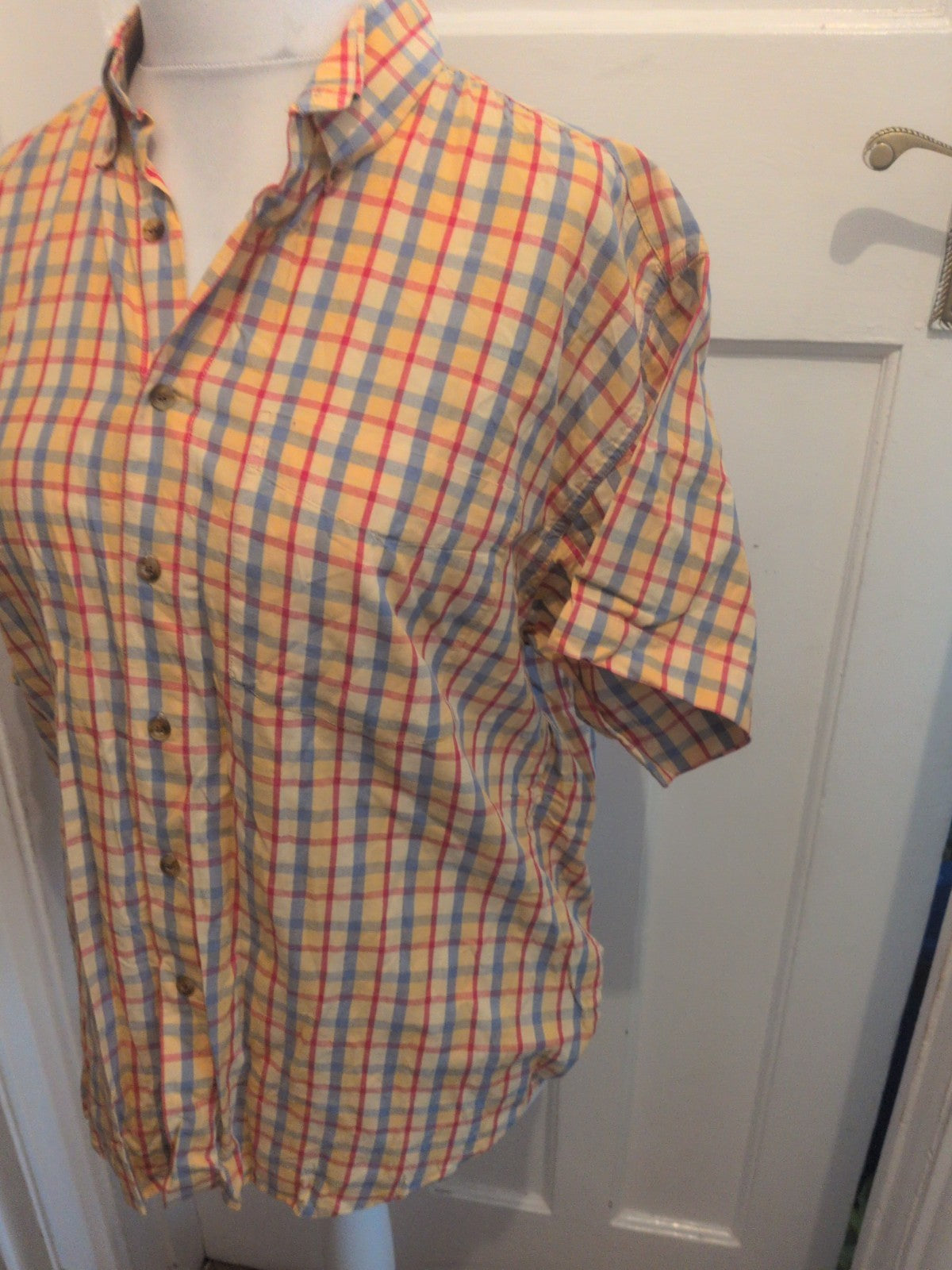 Tom Sayers Medium Mustard Check Short Sleeve Shirt