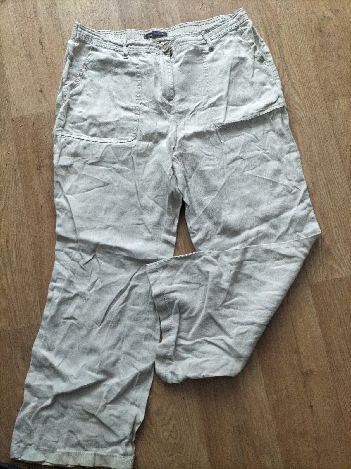 Ladies M&S Collection Size 14 Flax Elasticated Trousers