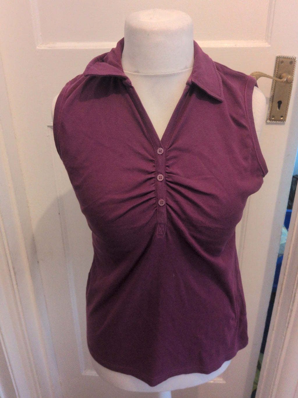 Ladies Sleeveless Top Purple Small Large Multiline Free Delivery