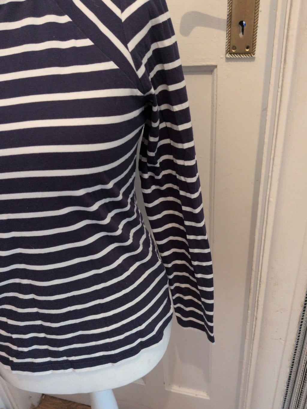 Boden 12 Navy Stripe Long Sleeve T-shirt