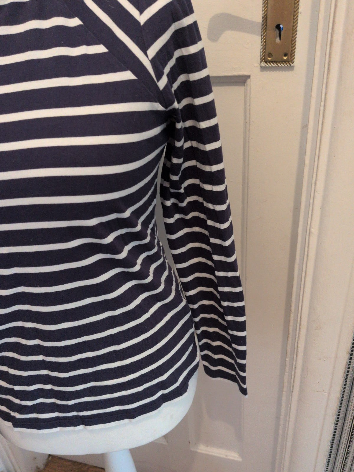 Boden 12 Navy Stripe Long Sleeve T-shirt