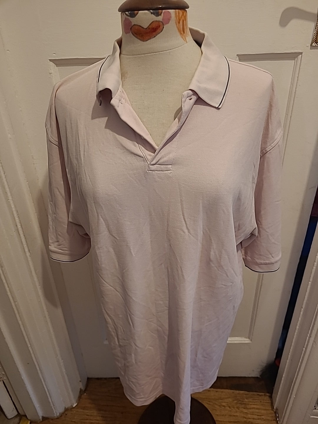 Mens Haggar Golf Size Large Pink Short Sleeved Polo(small Mark On Front)