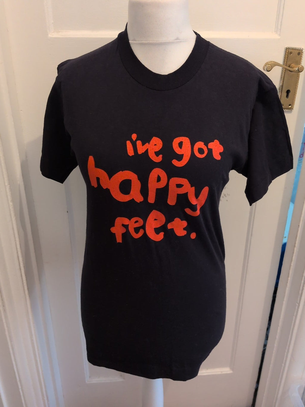 Fruit Of The Loom Small Navy And Orange Print Short Sleeve T-shirt