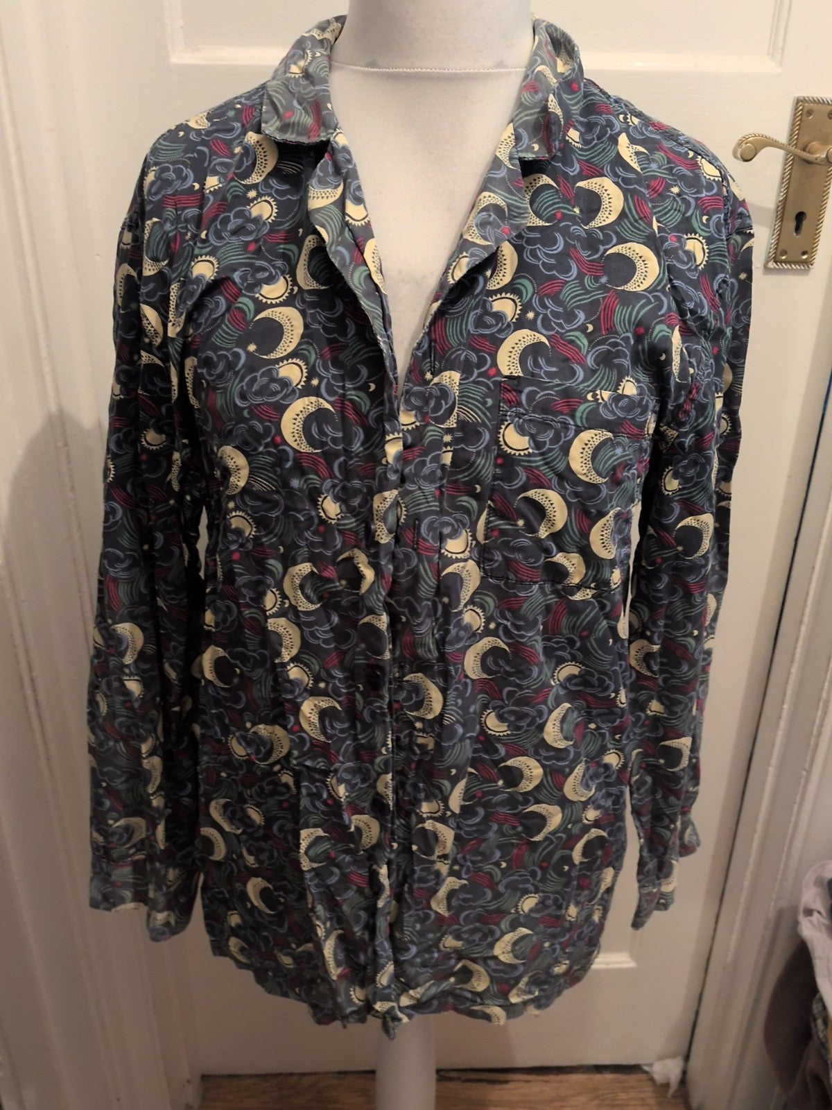 John Lewis Medium Multicoloured Moon Pattern Long Sleeve Pyjamas Shirt