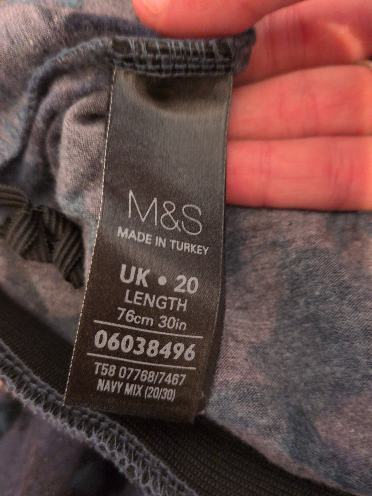 Ladies Marks And Spencer Size 20 Navy Mix Elasticated Length 30 Skirt Flare