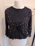CC Small Navy Spotty V Neck Blouse