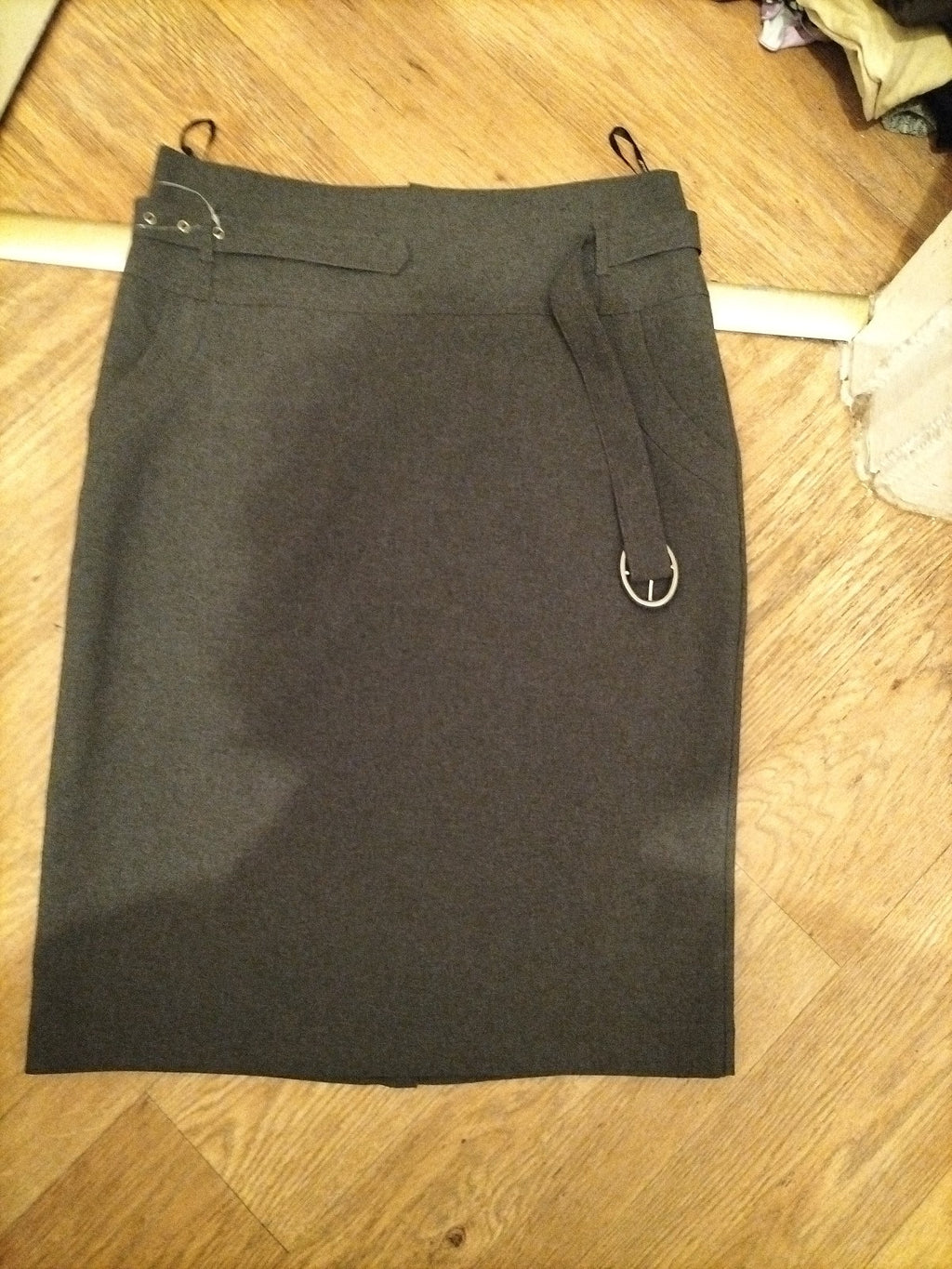 Primark 14 Grey Pencil Skirt Belted