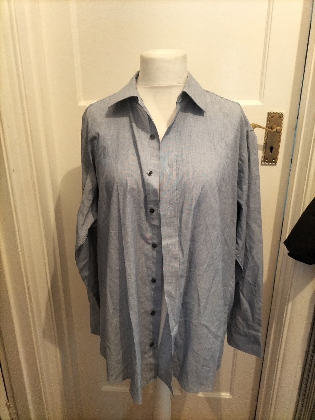 Mens 17" Greyish Blue Fleck Long Sleeved Shirt