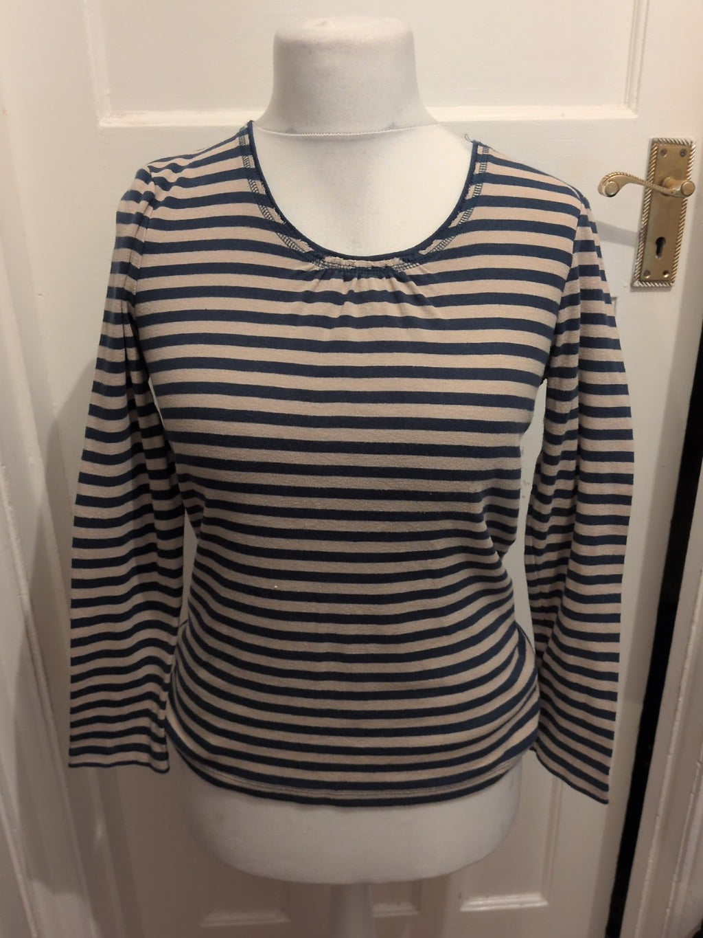TU Fairtrade 12 Navy And Pale Brown Long Sleeve T-shirt