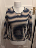 TU Fairtrade 12 Navy And Pale Brown Long Sleeve T-shirt