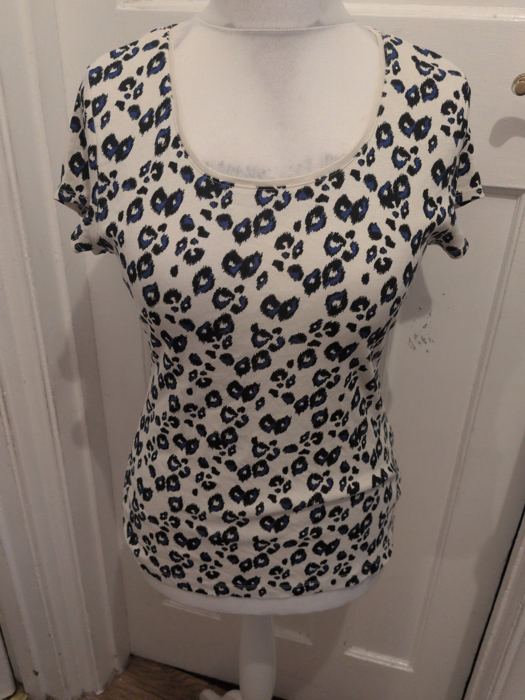 Next 16 Blue/Black/Cream Leopard Print Short Sleeve T-shirt