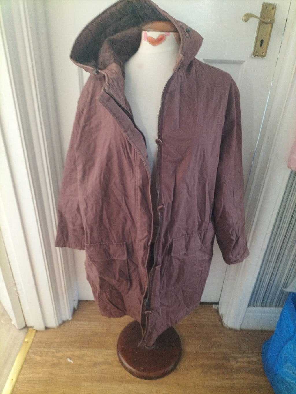 Ladies Dannimac Size XL Brown Lined Hooded Coat