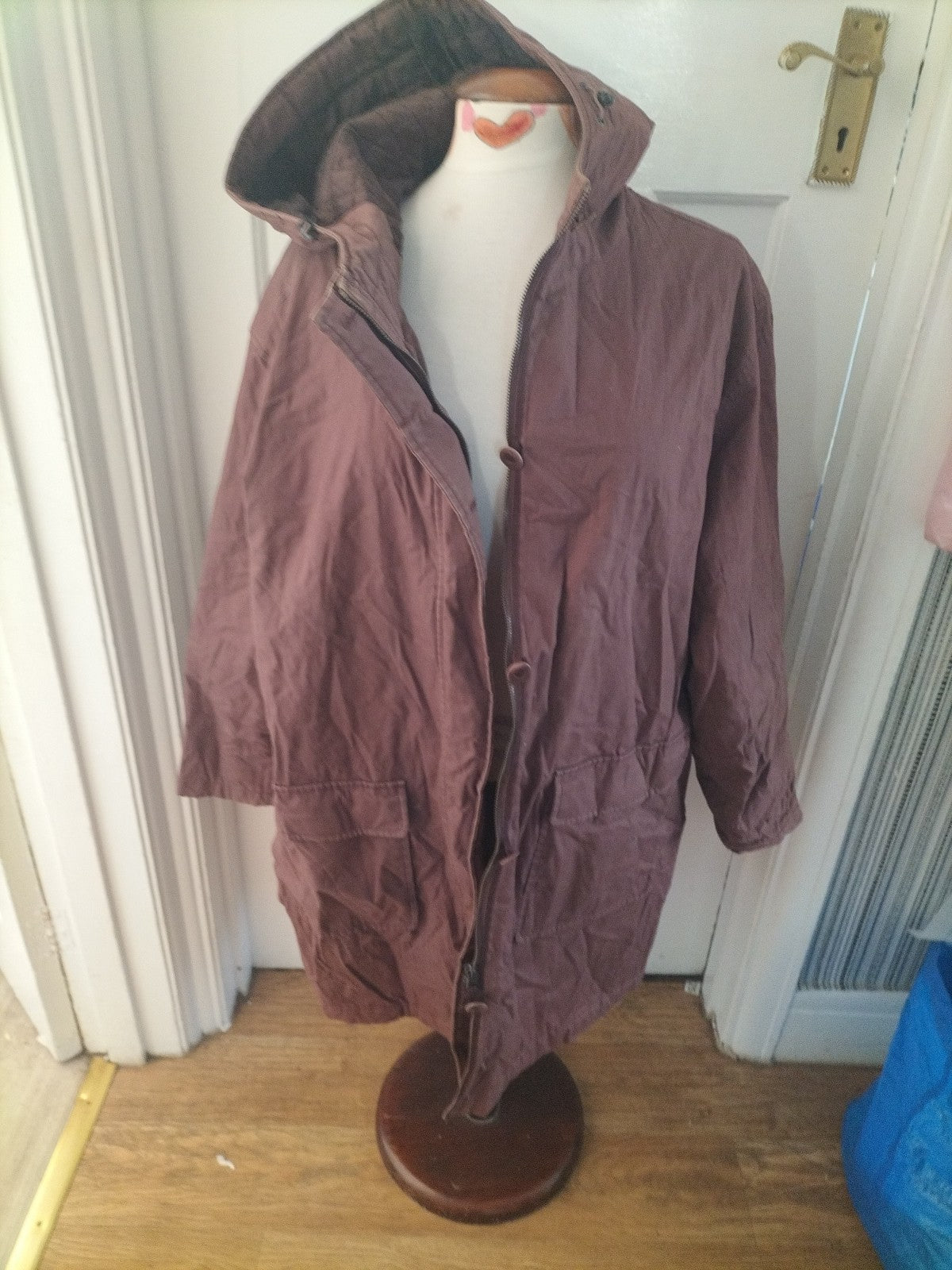 Ladies Dannimac Size XL Brown Lined Hooded Coat