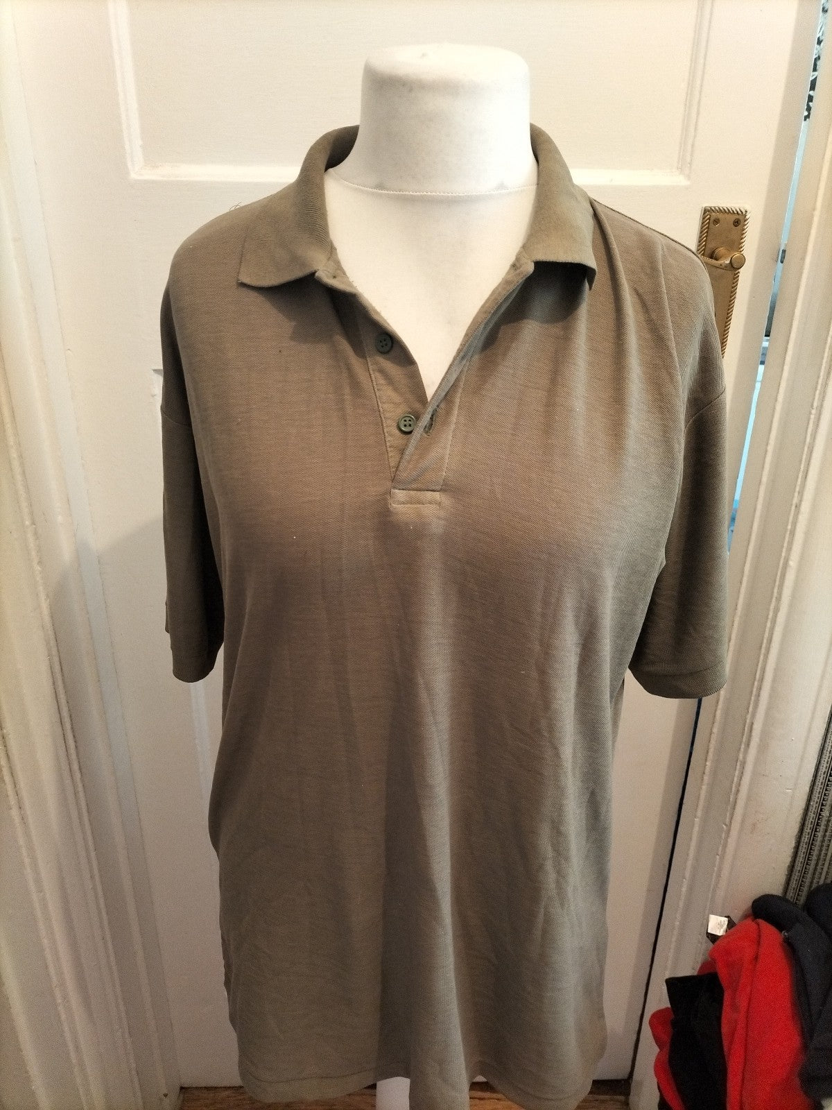 Mens Original Station Size Large Green Short Sleeved Polo
