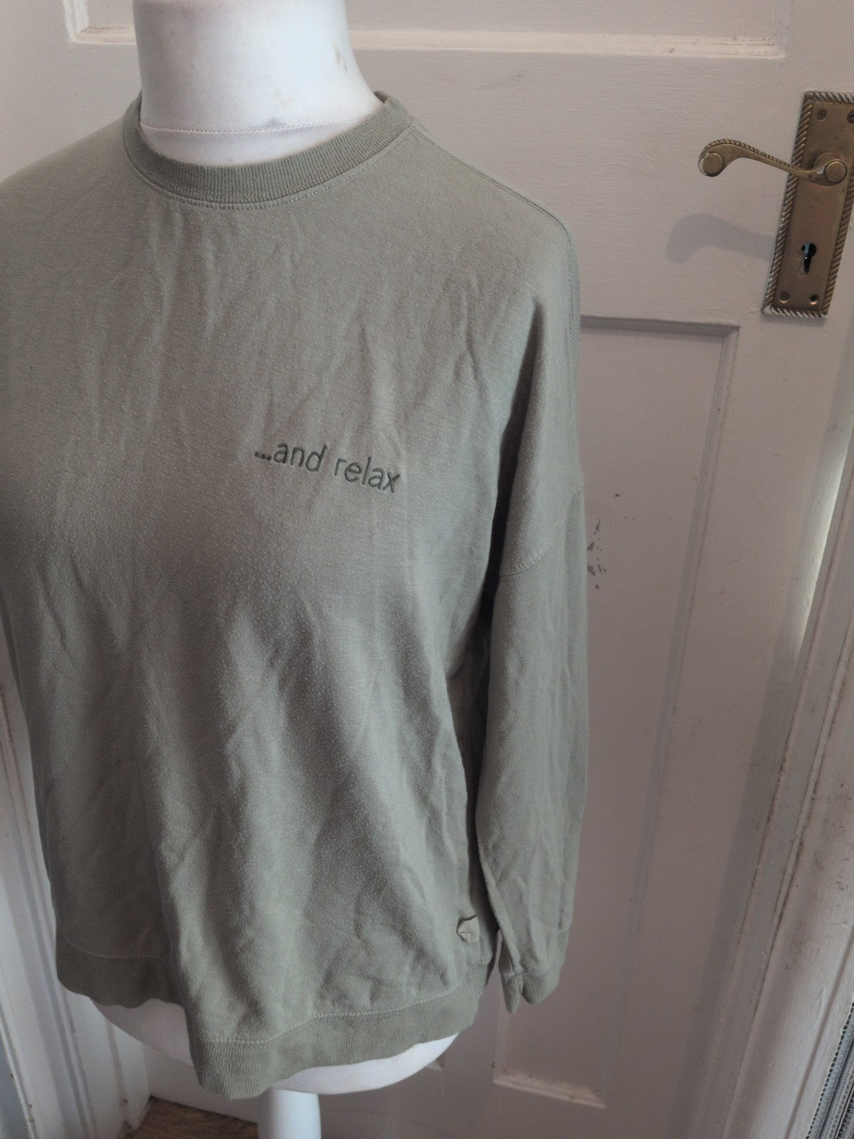 Ladies Primark Size Medium Green "Relax" Long Sleeve Pyjama Top