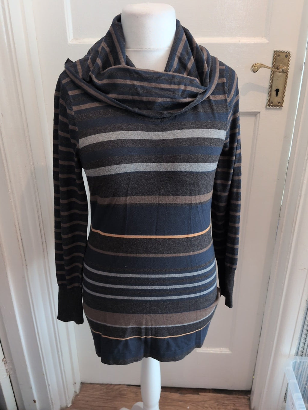 Gerry Weber 12 Navy/Grey/Brown Roll High Neck Jumper