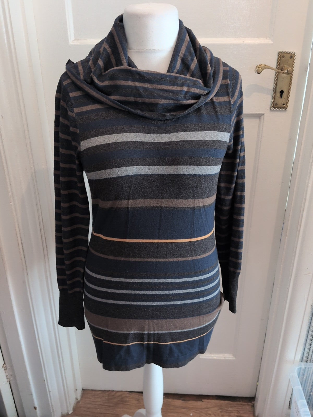 Gerry Weber 12 Navy/Grey/Brown Roll High Neck Jumper