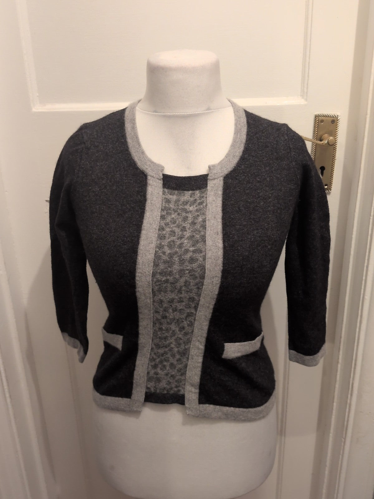 Ladies Precis Petite Size Small Grey Lambswool Blouse