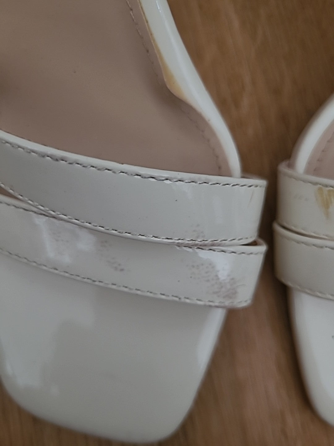 Ladies Prettylittlething Size 5 Uk Cream Open Toe Heel(Few Marks)