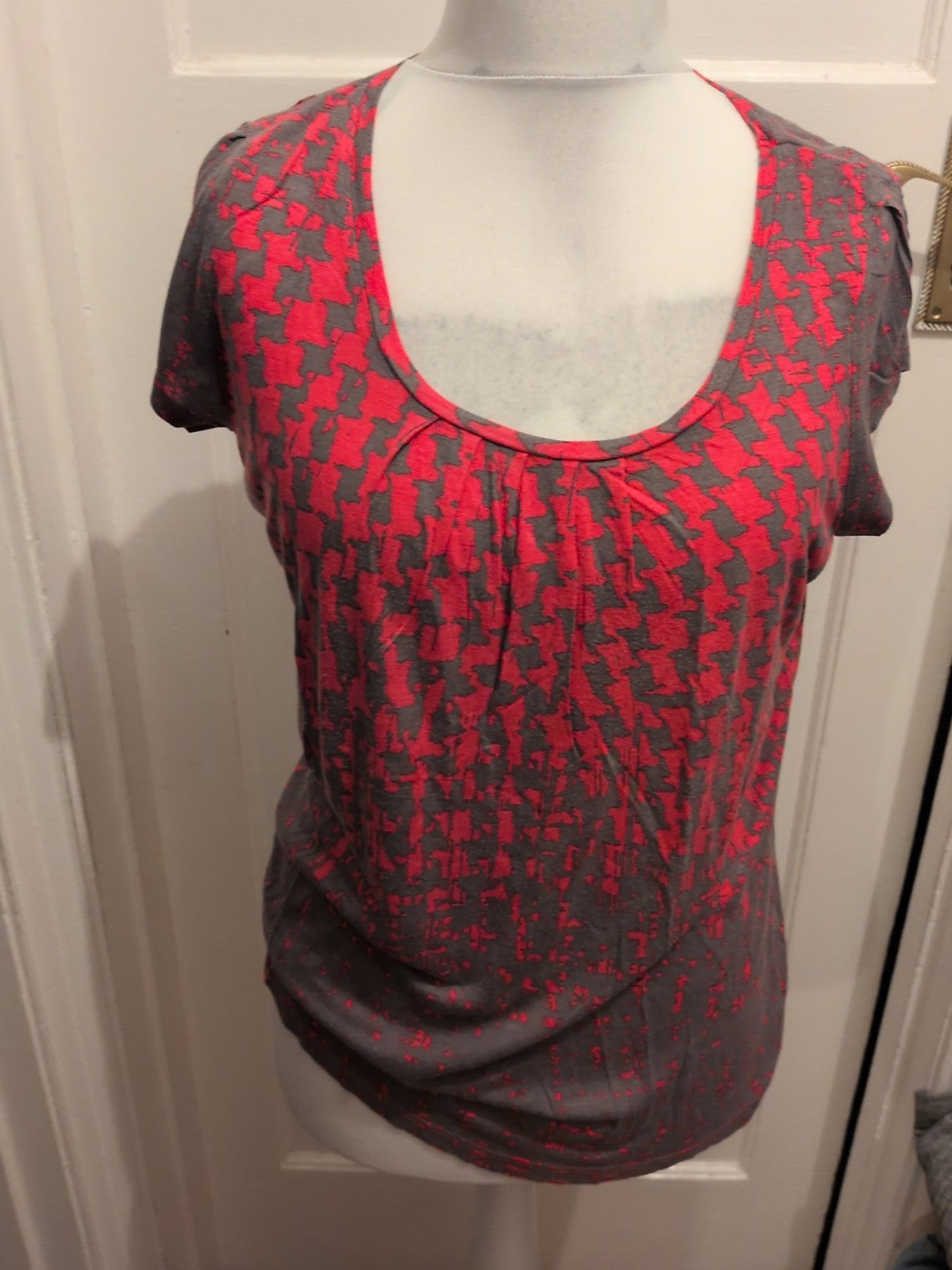 Next Large Pink And Brown Pattern Short Sleeve Blouse
