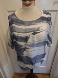 Ladies Phase Eight Size Medium Blue And White Lined Blouse
