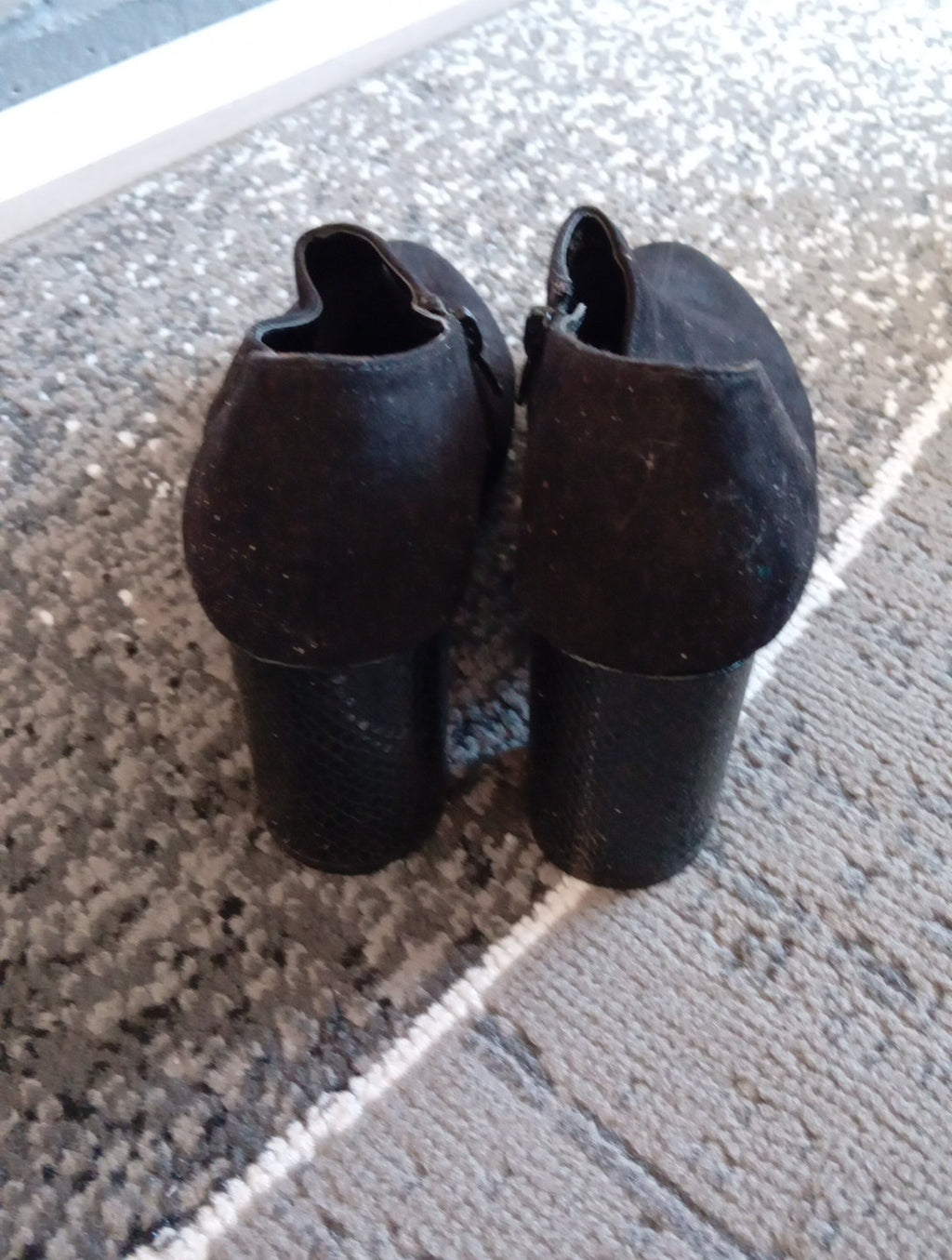 Ladies Black M&S Size 4.5 Block Heeled Shoes Free Delivery