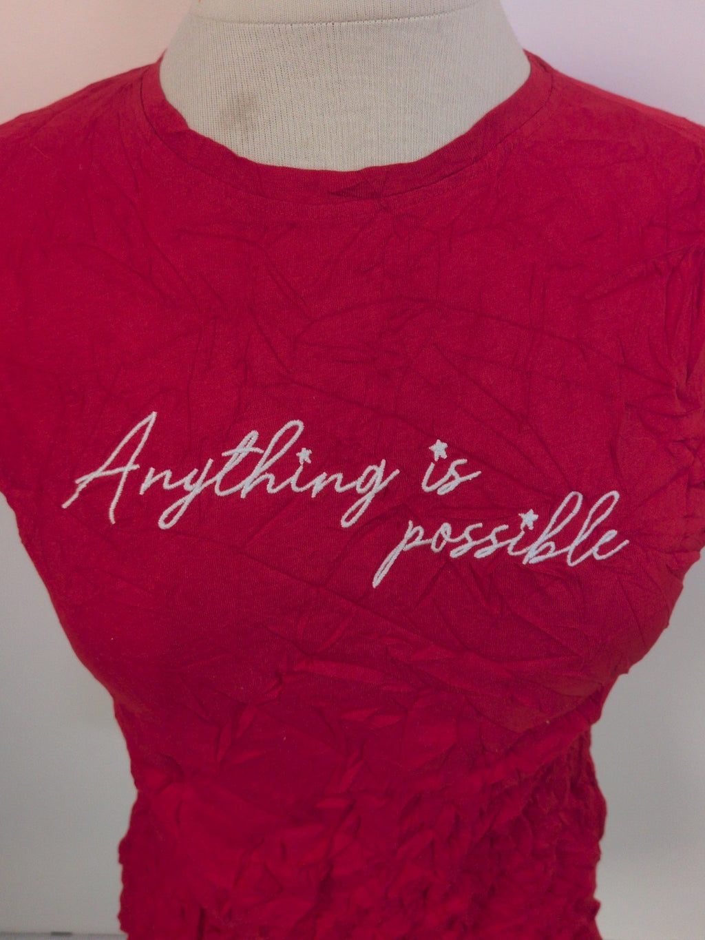 Ladies New Look Size 10 Red Anything Is Possible Short Sleeve T-shirt