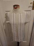 Ladies St Michael Size 10 Ivory/Peach/Beige Striped Short Sleeved Blouse