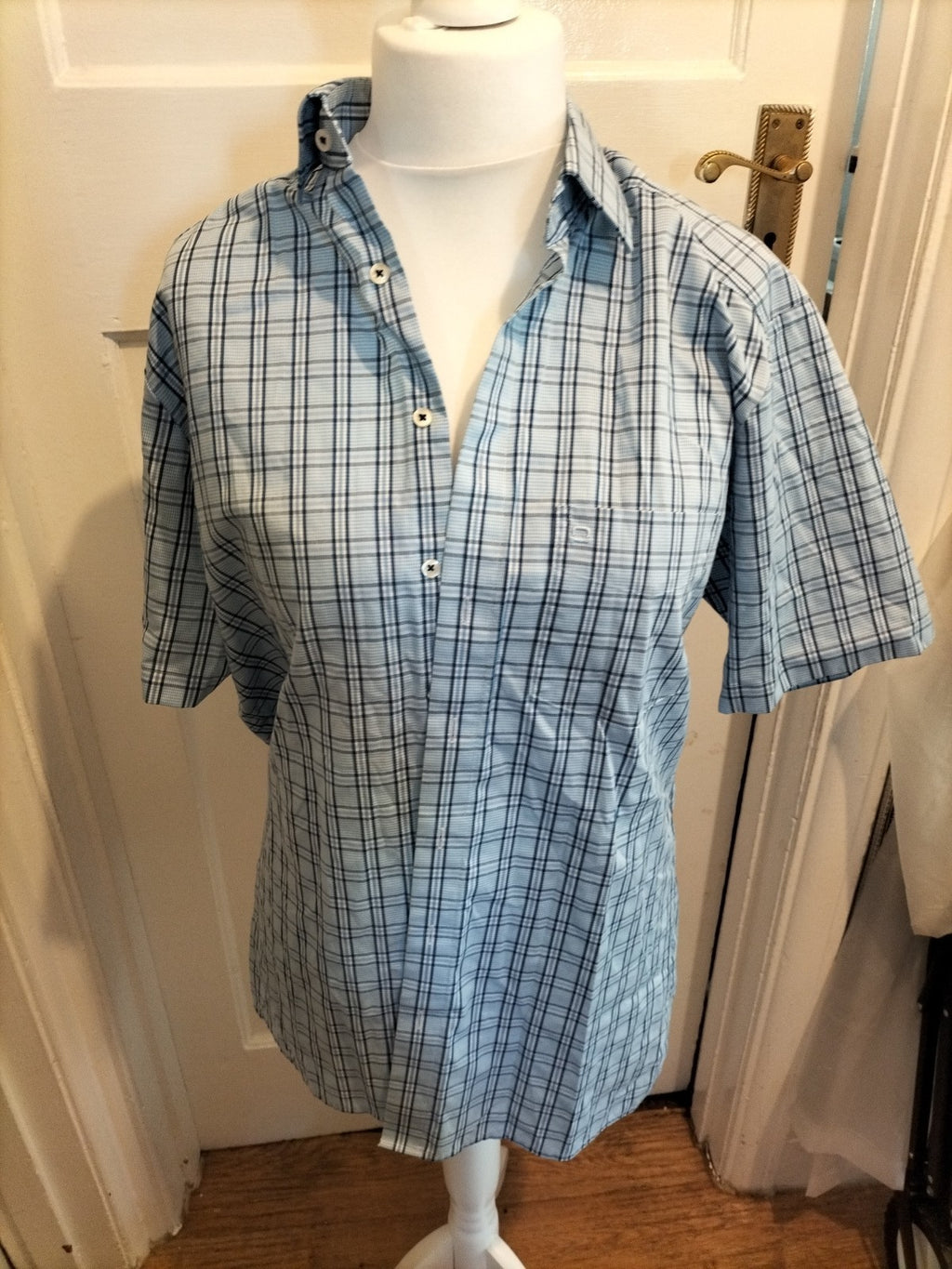 Mens Olymp Size 16" Collar Blue Check Modern Fit Shirt