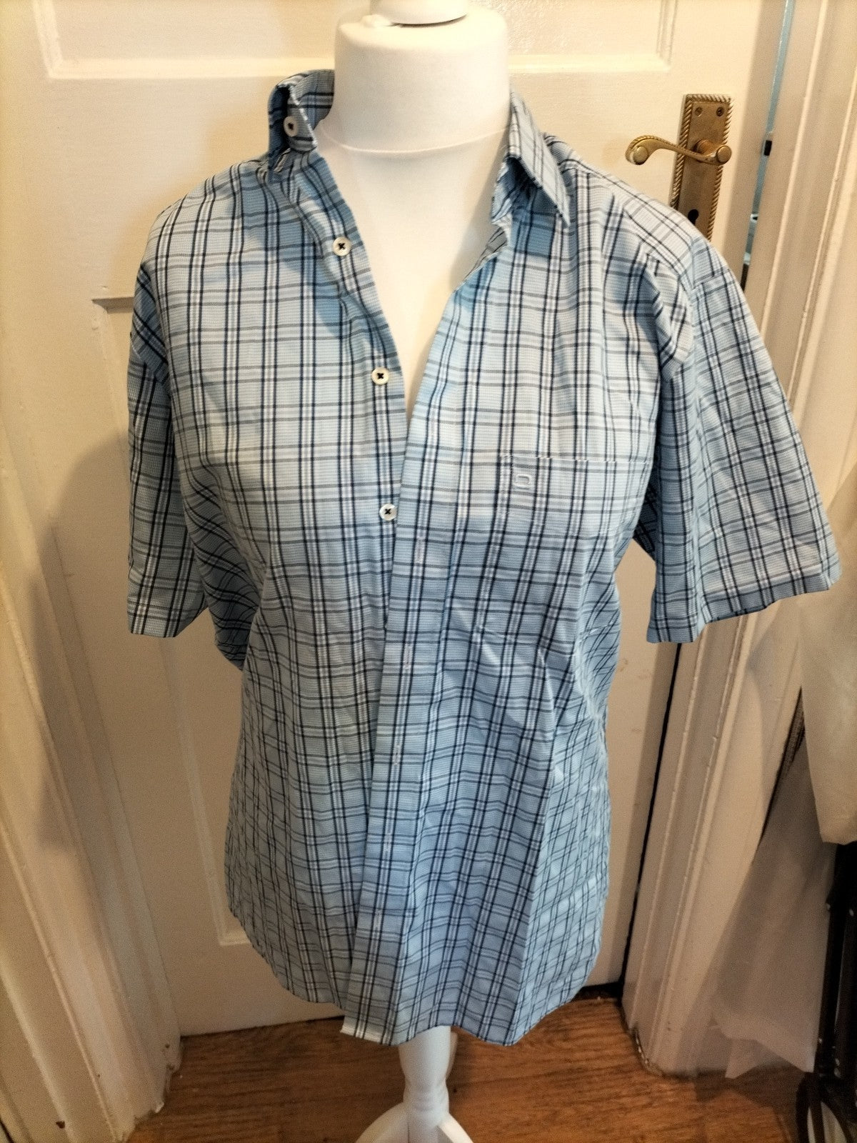 Mens Olymp Size 16" Collar Blue Check Modern Fit Shirt