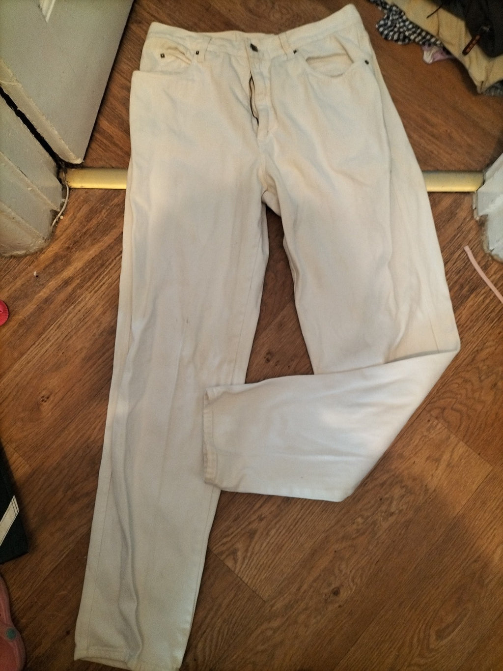 Fendi 38" White Denim Jeans Small Marks On Rear