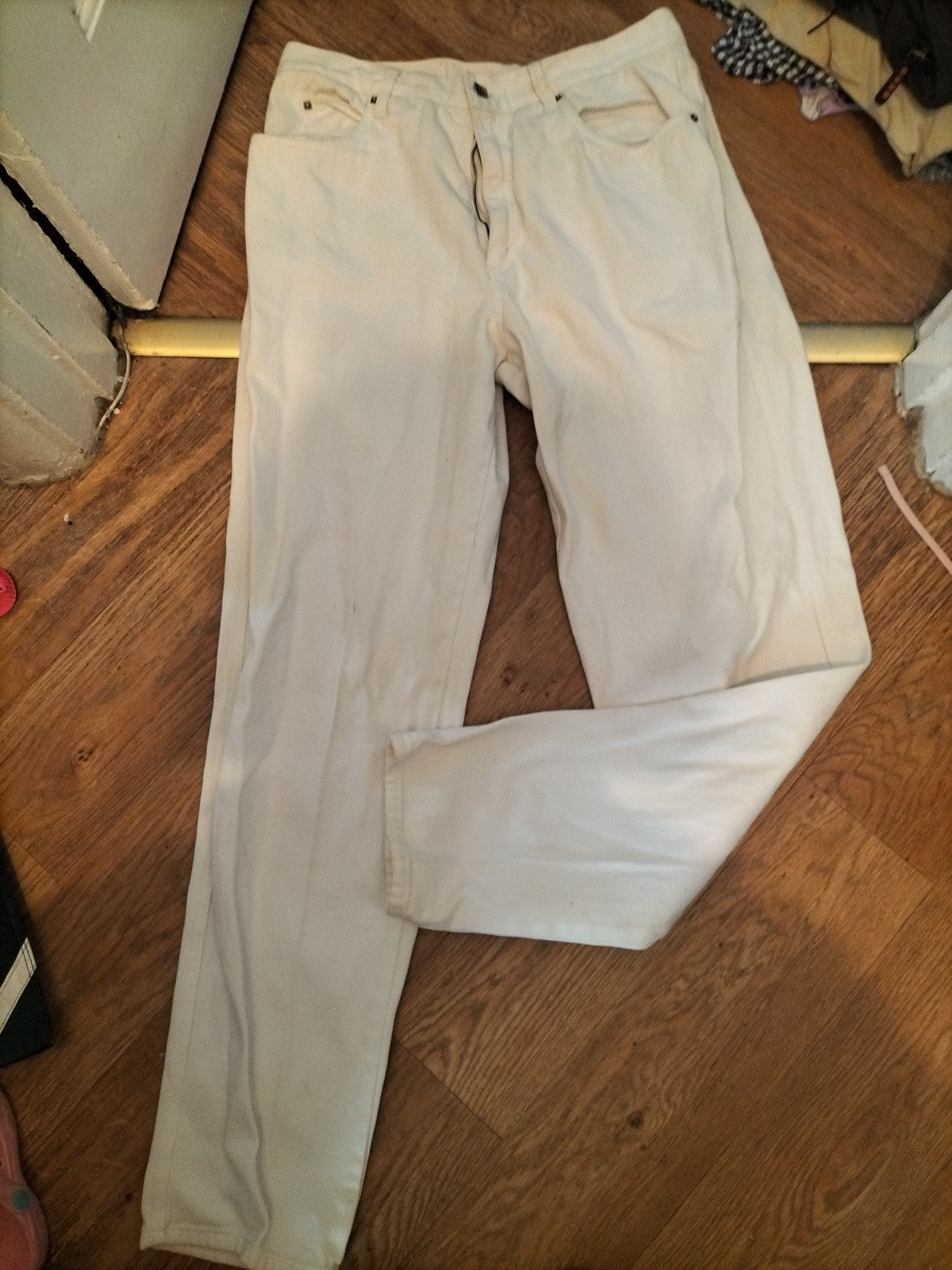 Fendi 38" White Denim Jeans Small Marks On Rear