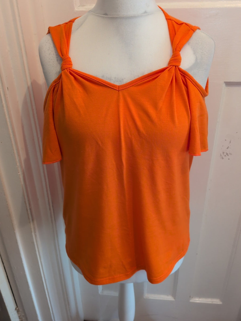 Ladies Orange Cold Shoulder Top Size Large [12-14] Free Delivery
