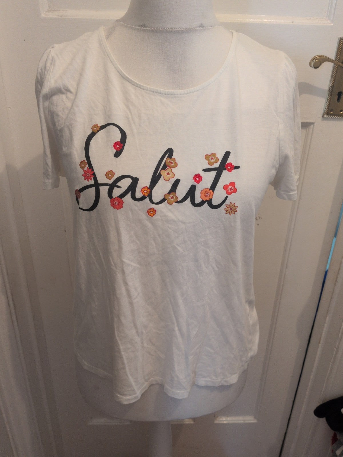 Tu 14 White "Salut" Short Sleeve T-shirt