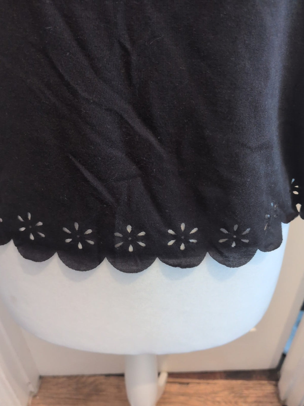Primark 12 Black Floral Patterned Holey Short Sleeved Blouse