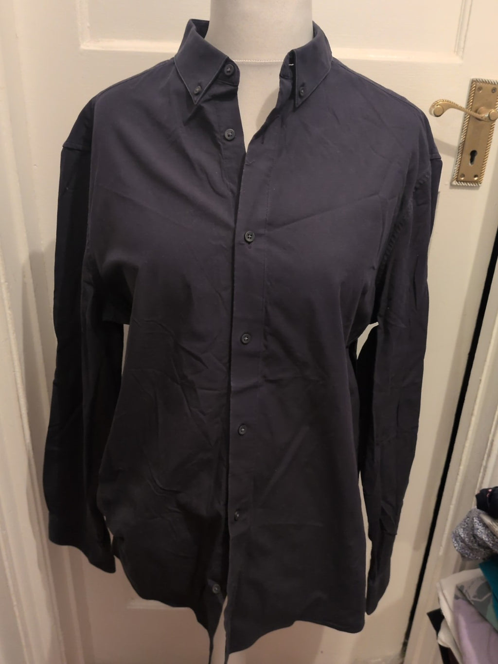 M&S XL 360⁰ Flex Slim Fit navy Long Sleeve Shirt