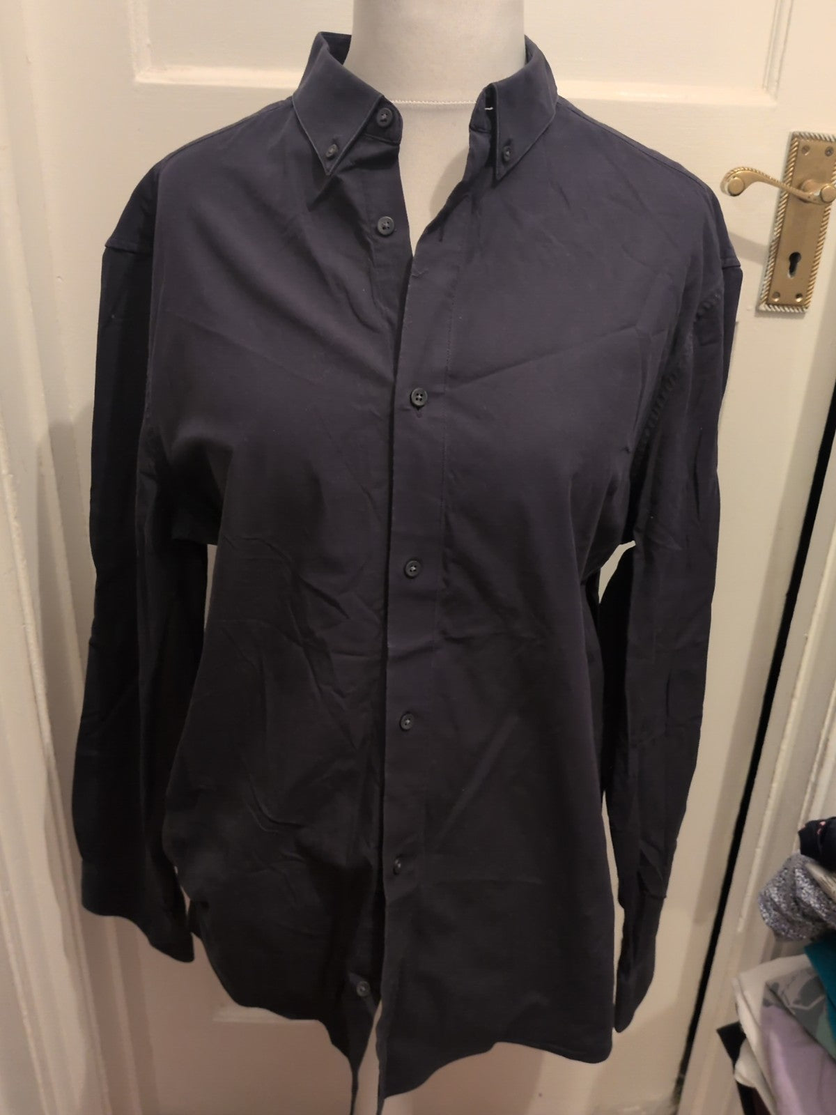 M&S XL 360⁰ Flex Slim Fit navy Long Sleeve Shirt