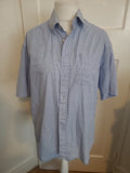 Mens St Michael Size 16 (41cm) Blue And White Short Sleeved Shirt Marked Neck