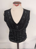 Roman Small Black V Beck Lined Sleeveless Blouse