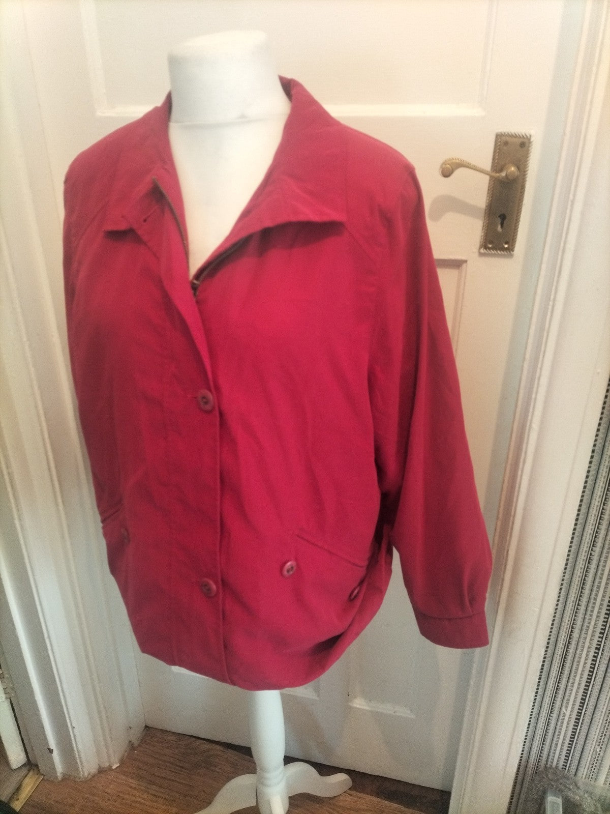 Ladies St Micheal Marks And Spencer Size 14 Red Lined Coat