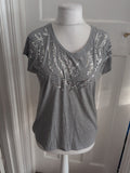 Tu 10 Grey With Silver Sequin Short Sleeve T-shirt